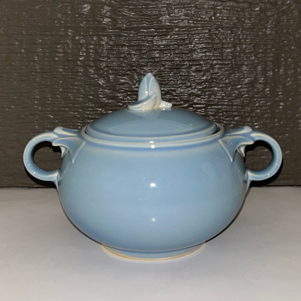 Vintage TS&T Pastels Lu-Ray Sugar Bowl and Lid, Windsor blue, art deco